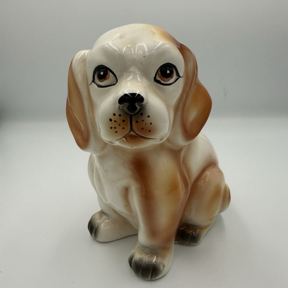 Vintage Cermamic Dog Sitting Puppy Planter Cocker Springer Spaniel Japan 6.5" H‎